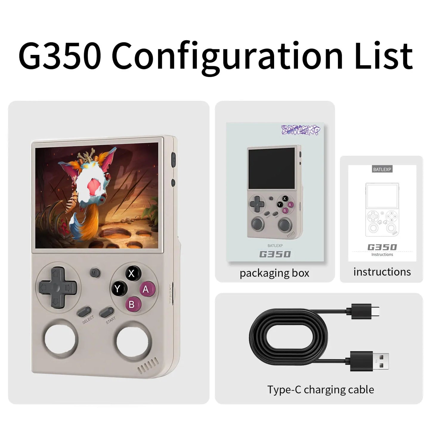 G350 Retro Game Video Player 3.5'' IPS Screen Linux System 3200mAh Dual Joystick 640x480 Portable Handheld Game Console Gift.