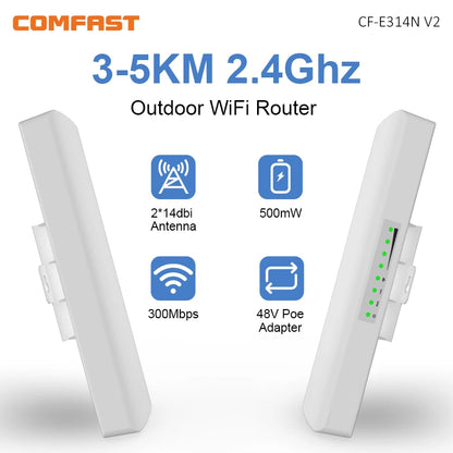 COMFAST 300Mbps Outdoor CPE Bridge Access Point 2.4Ghz 1Km-5km Long Range Extender WiFi Repeater Router AP Wi-Fi Bridge p to p.