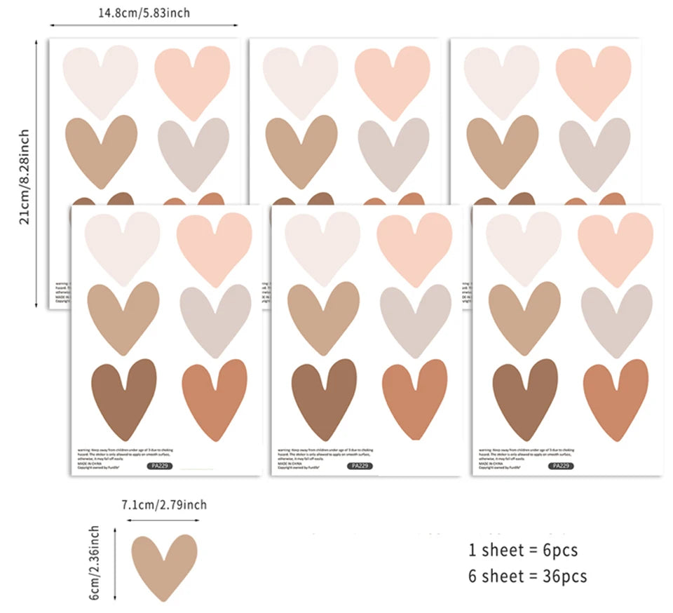 Boho Hearts Creative Wall Sticker For Children Baby Girls Boys Room Nursery Wall Art Decals Vinyl Mural Kids Bedroom Home Decor.