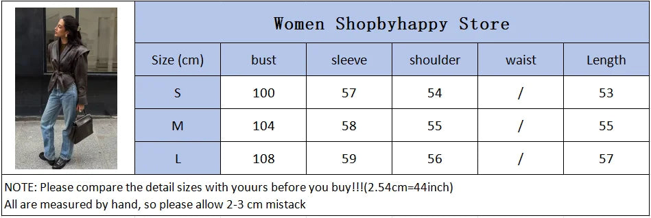 Vintage V-neck Belt Faux Leather Jackets Women Chic Full Sleeve Lace Up High Waist Lapel Overcoat Autumn Female Street Outerwear.