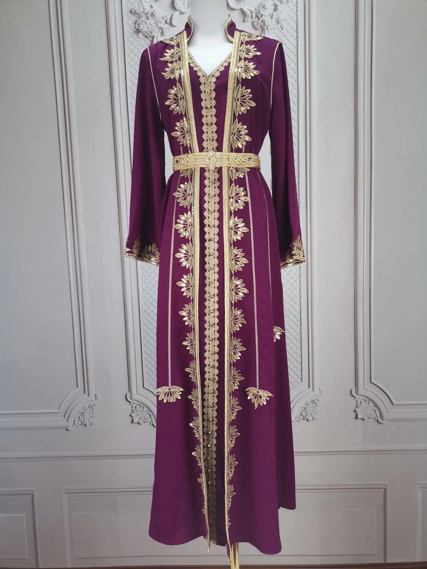 Eid muslimische Frauen Party Stickerei Kleider 2 Stück Set Jalabiya Ramadan Islam Vestidos arabische Robe Marokko Dubai Abayas Kaftan.