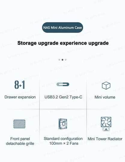 Jonsbo N3 NAS ITX Mini Case All-In-One Aluminum Office Desktop Chassis 8 Hard Disk Location Support 250mm Graphics Card PC Case.