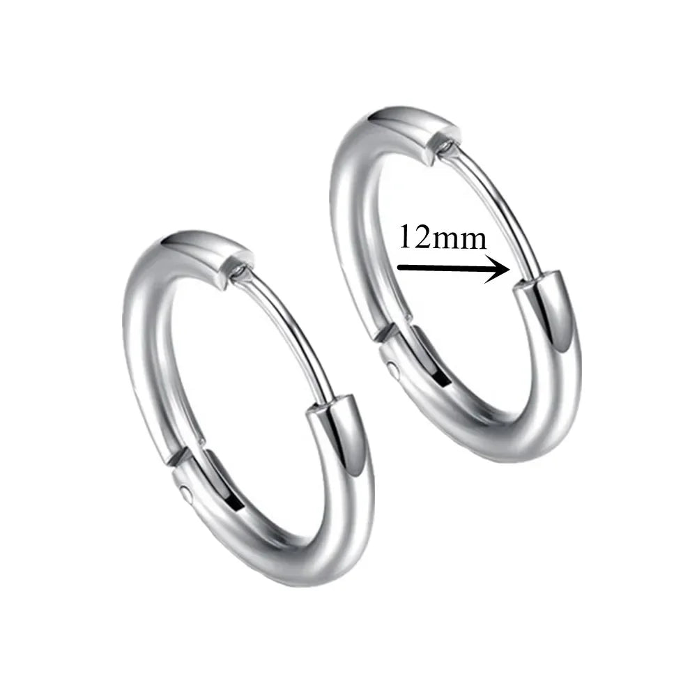 New Punk Stainless Steel Chain Hoop Earrings For Women Men 2023 Trendy Goth Pop Hip Hop Pendants Ear Jewelry Accessories Earring