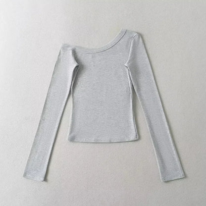Women One Shoulder Long Sleeve Fitted Top