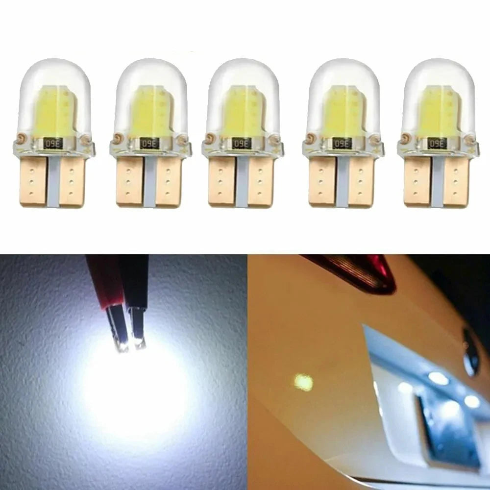 10pcs t 10 w5w Cob Glühbirne 1w DC12V Mini LED Lichter weiß blau rot gelb grün rosa rosa Silikon lampe für Auto Innen beleuchtung.