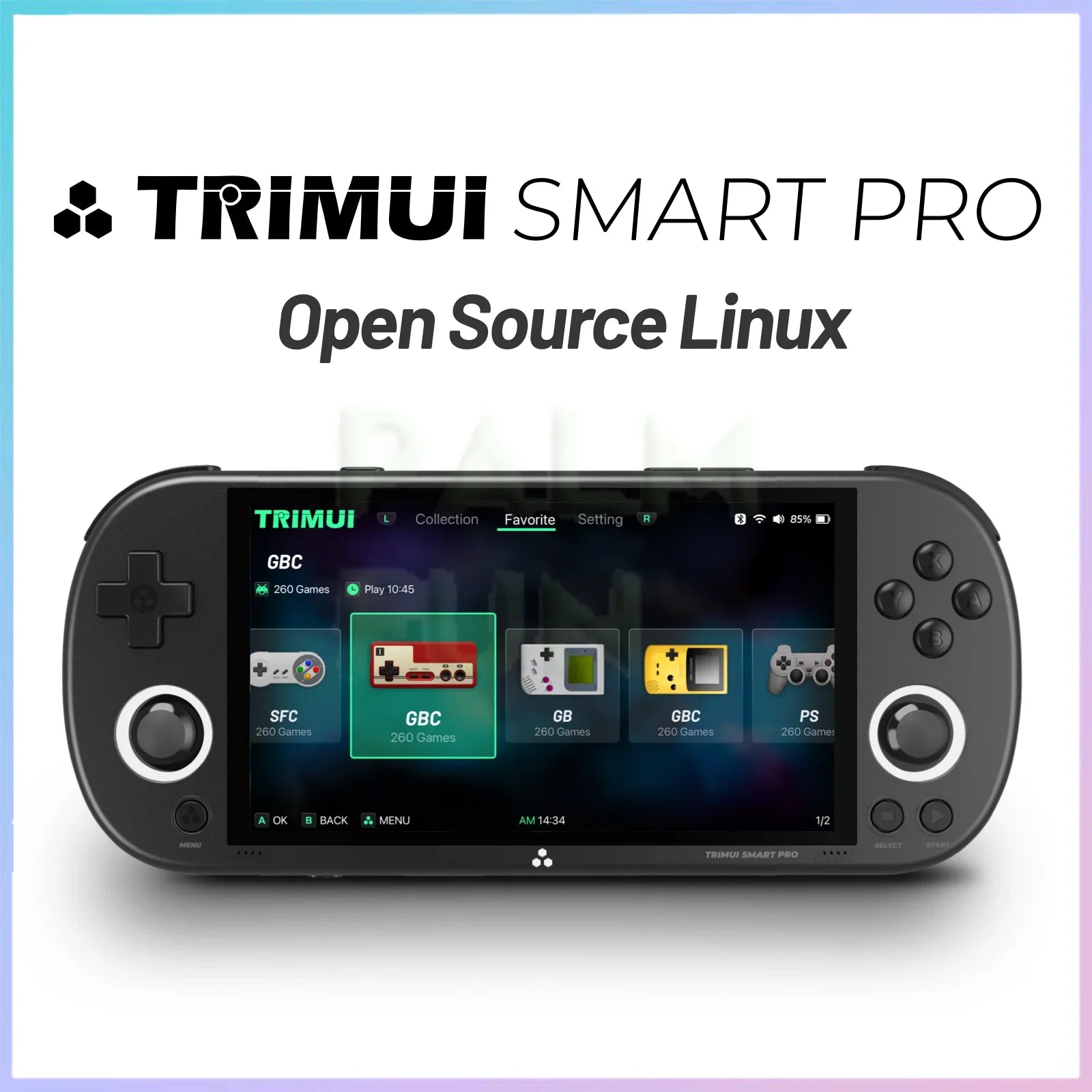Trimui Smart Pro Portable Retro Arcade Game Console 4.96inch IPS Handheld Game Console Type-C LINUX HD Screen Smart Video Player.