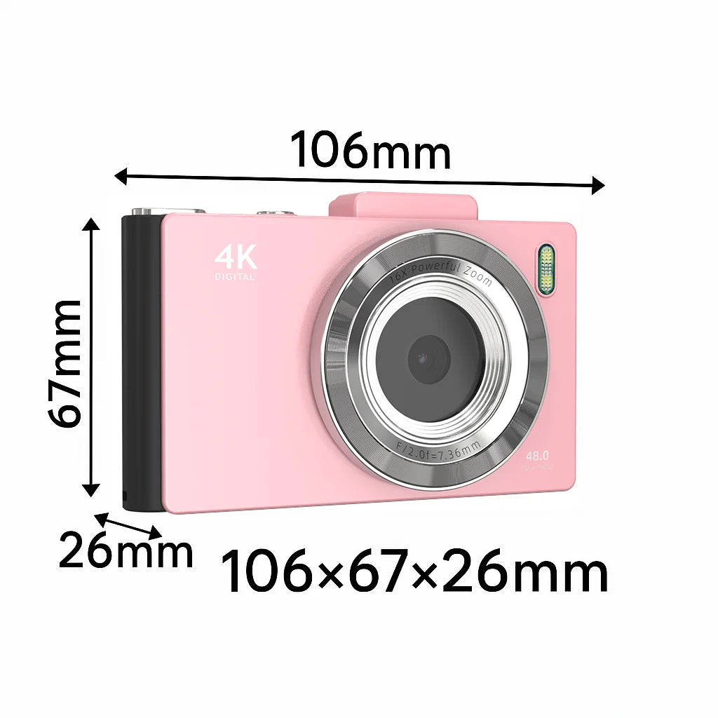 Retro Digital Camera with 48MP Dual Lens, 2.8 "IPS screen, 16X Zoom, Autofocus, OTG & SD Card Support, 64GB.