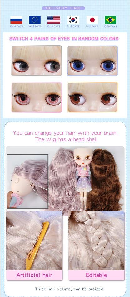 ICY DBS Blyth Doll 1/6 Joint Body 30CM BJD toys Natural shiny face with extra hands AB DIY Fashion Dolls girl gift.