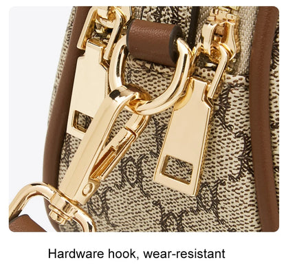 FOXER Women Small Shoulder Bag Fashion Monogram PVC Lady Crossbody Handbag with Adjustable Strap.