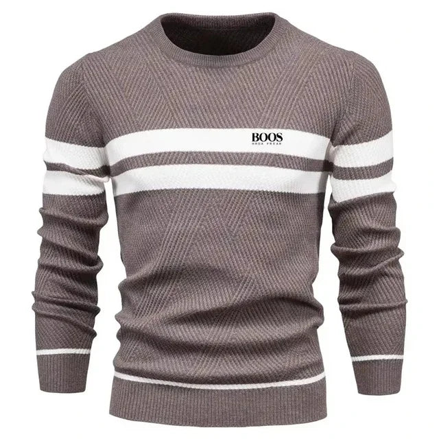 New Autumn Pullover Men's Sweater O-neck Patchwork Long Sleeve Warm Slim Sweaters Men Casual Fashion Sweater Men Clothing