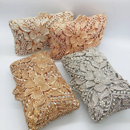 Women XIYUAN Evening Bags Gold/Silver Chain Shoulder Bags Handbags Stones Day Clutches Diamonds Metal Ladies Clutch Handbags.