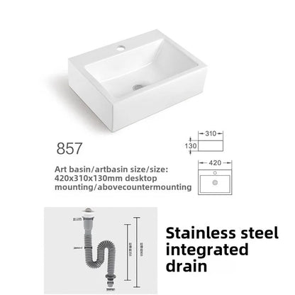 Kompaktes, an der Wand montiertes Keramikwaschbecken – kleines quadratisches Waschbecken, platzsparendes Design für Badezimmer, Balkon oder Waschtisch