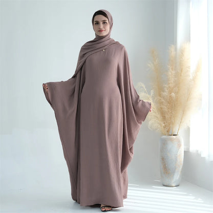 Ramadan Eid Baumwolle Leinen Khimar Abaya Set Dubai Muslim Sets Hijab Kleid Kaftan Abayas Kaftan Marocain Femme Vestidos Para Mujer