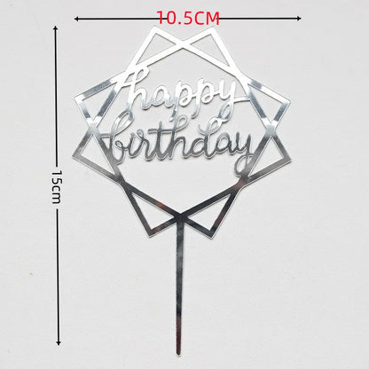 10 Stück Roségold Happy Birthday Kuchendeckel Silber Schwarz Schlichtes Design Acryl Kuchendeckel Babyparty Party Dessert Dekoration.