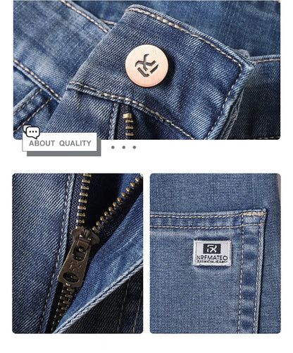 Summer Thin Men's Straight Loose Gray Jeans Soft Fabric Lyocell Fabric Light Colored Casual Pants Male Brand Trousers.