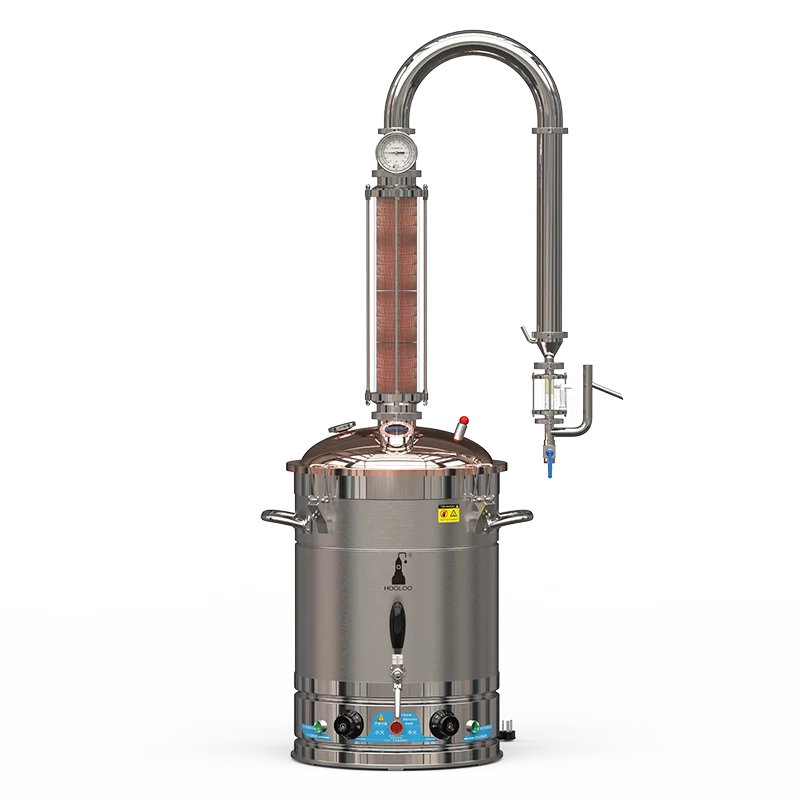 HOOLOO CT Distiller Electric Hydrolat Essential Oil Still Moonshine Still Copper lid Glass Copper Mesh Column Home Fragrance.