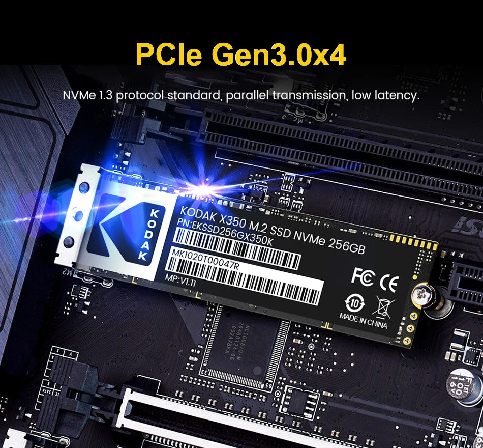 KODAK M.2 NVME SSD Gen3X4 PCIE3.0 M2 2280 Internal Solid State Hard Drive Read Speed Up to 2500MB/s for Gaming Laptop Desktop.