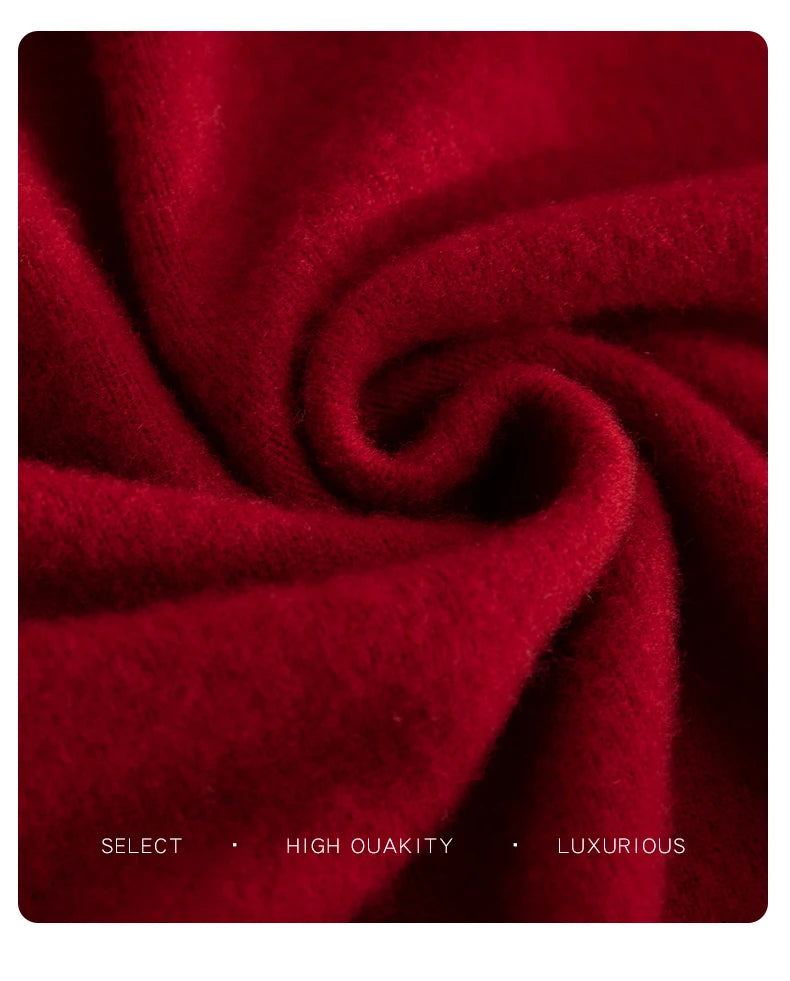 Men 100% Merino Wool Sweater Turtleneck Knitted Pullover Cashmere Warm Solid Color Clothes Business Bottoming Tops Autumn Winter