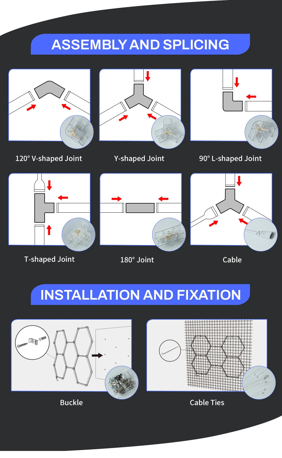 LED Honeycomb Lamp Barbershop Light Hexagon Lights Lamp AC85-265V Led Tube Ceiling Lighting For Car Detailing Workshop.