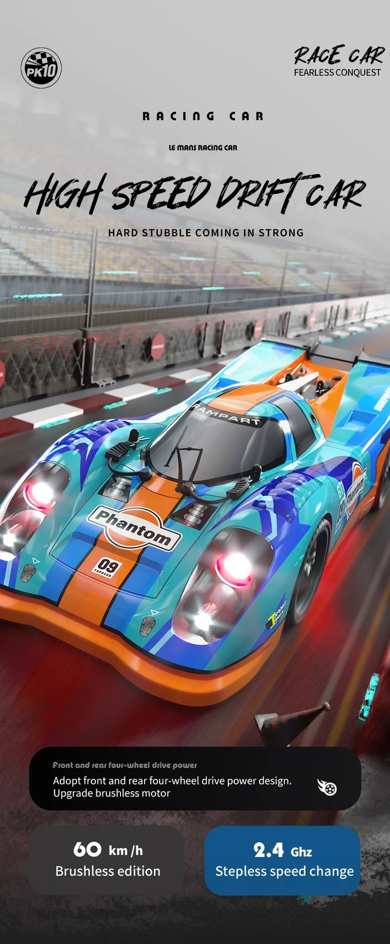 16307PRO 1:16 70KM/H Brushless Remote Control Car High Speed Drift Racing Car Four Wheel Drive Off Road Vehicle Boys Toy Gift.