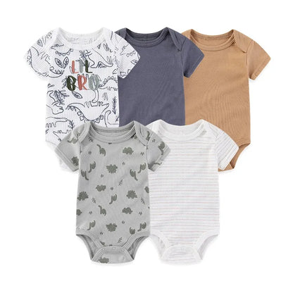 5 Teile/los Vier Jahreszeiten Mode Cartoon Kurzarm Baby Junge Mädchen Bodys Weiche Neugeborenen Onesies Kleidung