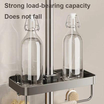 Bad Lagerung Rack Regen Dusche Stange Regal Organizer Kein Bohren Dusche Gel Shampoo Tablett Halter Dusche Gel Shampoo Organizer