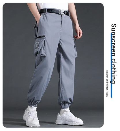 Fan Pants Cold Fishing Pure Cotton Site Welder Camping Ride Climbing Hiking Sports Fan Suit Air-Conditioning Clothes Fan Cooling