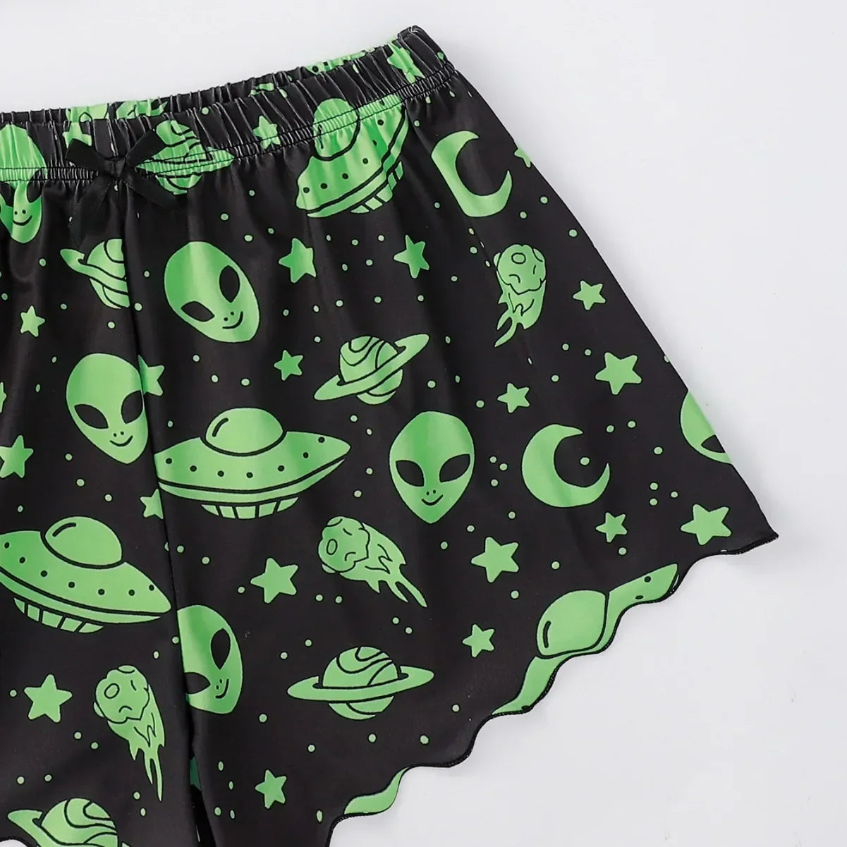 Sexy Alien Print Sling Nachtwäsche frauen Pyjamas Set V-ausschnitt Pyjamas Weibliche Homewear Ärmellose Nette Top Und Shorts.