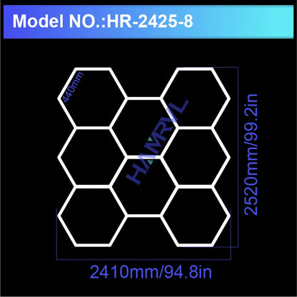 Hexagon LED lighting for Garage Barbecue Shop Barbershop Gym Bar Car Detailing Showroom 4S Workshop Ceiling Light Honeycomb Tube