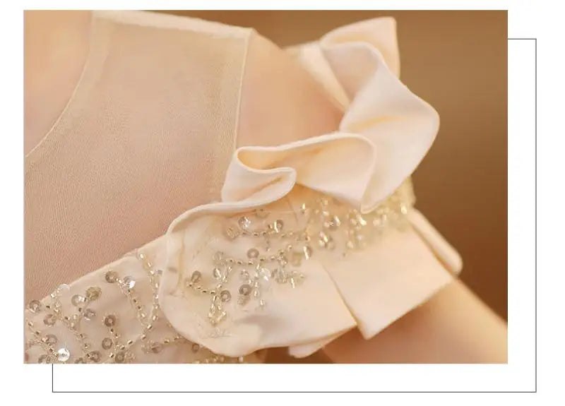 Neue Jugend Mädchen Prinzessin Mesh Kleid Hochzeit Blumen mädchen Kleid Schul wettbewerb Klavier lange Leistung Kleid für 3-12 Jahre