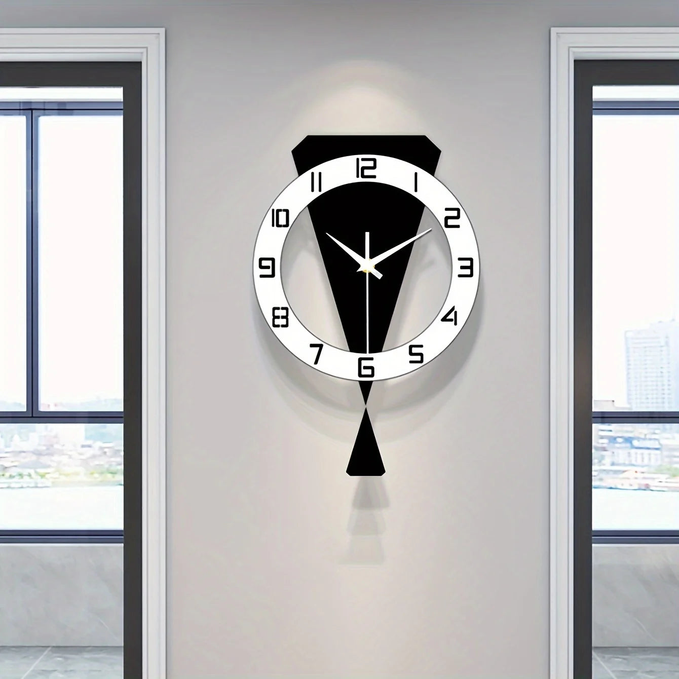 "Schicke Dekor uhr" Acryl leise Wanduhr mit Pendel, kein Bohren, batterie betrieben für Schlafzimmer und Wohnzimmer Dekoration