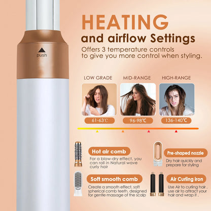 Multi Functional 5-in-1 Electric Hair Brush Dyson Airwraps Hair Dryer Brush Hot Air Comb Straight Hair Brush Curling Iron.