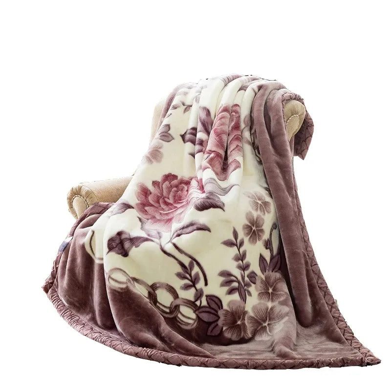 Soft Warm Fluffy Blanket Spring Summer Double Layer Raschel Mink Throw Blanket Bedspread Coverlet Thick Blanket.
