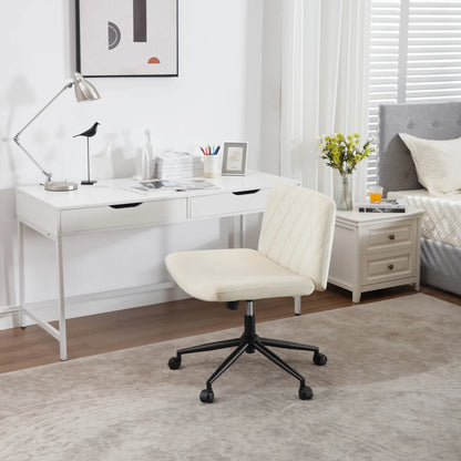 WOLTU Ergonomischer Bürostuhl aus Samt, drehbarer Rollenstuhl, Rückenlehne, gekreuzte Beine, neigbarer, höhenverstellbarer Schminkstuhl