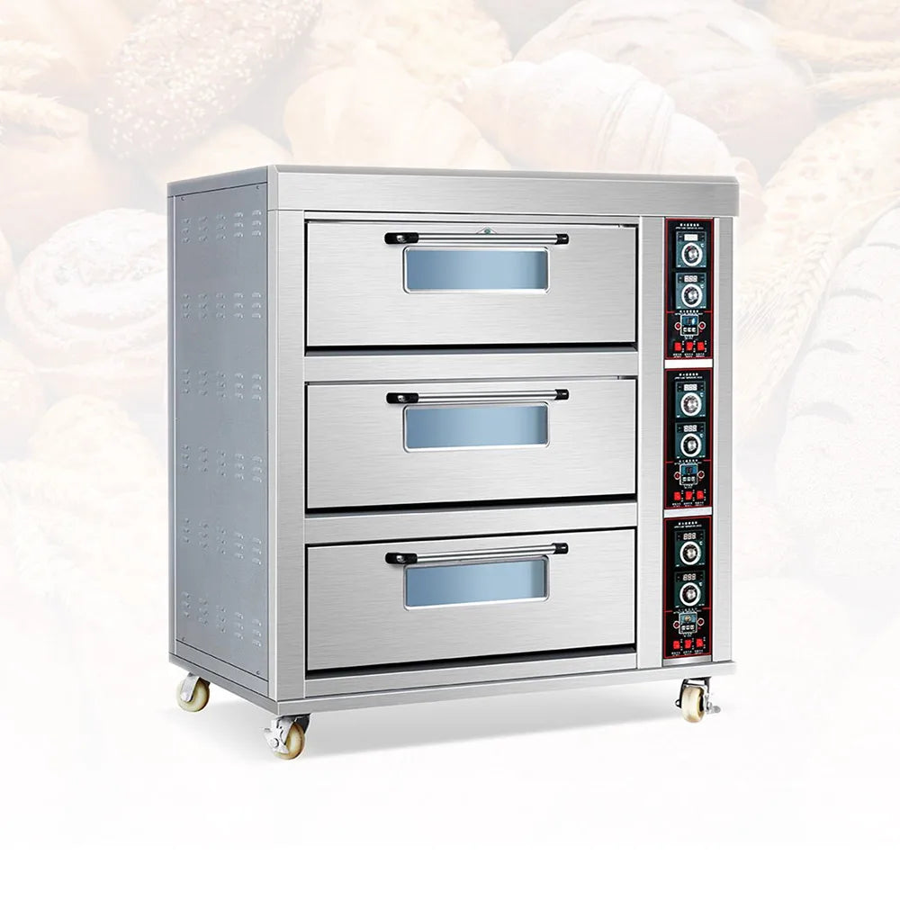 Commercial Baking Equipment 3 Deck 6 Tray Gas Electric Bakery Bread Deck Oven For Cake Pizza.