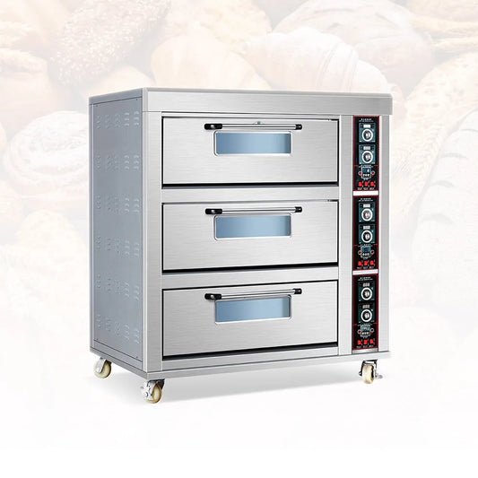 Commercial Baking Equipment 3 Deck 6 Tray Gas Electric Bakery Bread Deck Oven For Cake Pizza.