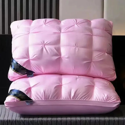 New Hilton Twisted Flower Bread Pillow Feather Velvet Neck Protection Hotel Pillow Core Single Person Not Easy to Collapse.