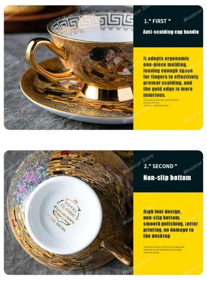 Egyptian Couple Coffee Cup European Bone China Coffee Cup Dish Set Ceramic Retro English Afternoon Tea Cup Set Coffee Mug.