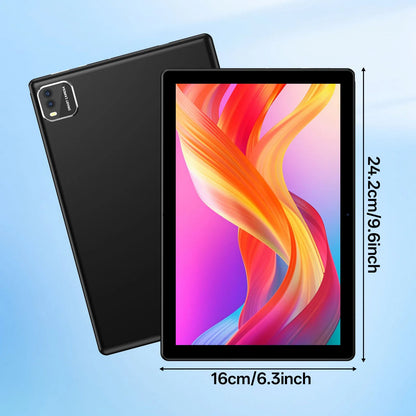 New BAKEN 10-inch Android 15 tablet with 64GB storage, keyboard, leather case, stylus, mouse, Wi-Fi, GPS, Bluetooth.