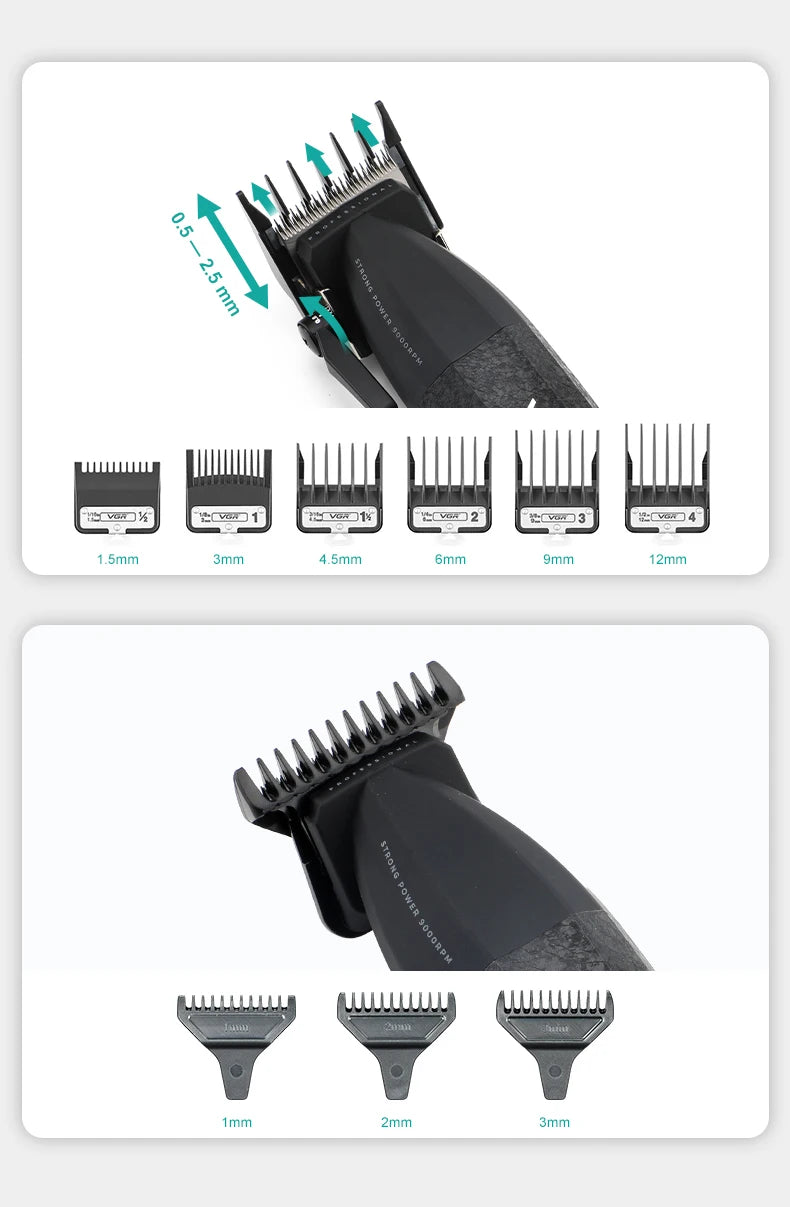 VGR Hair Clippers Professional Hair Trimmers Rechargeable Body Trimmer Electric Clippers Adjustable Hair Clippers Men V-640 s3.