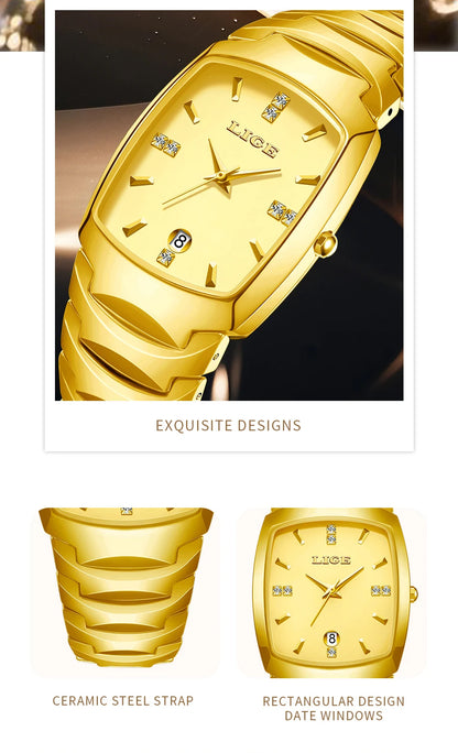 LIGE Fashion Luxury Woman Watch Simple Elegant Stainless Steel Casual Quartz Watches for Women Calendar Ladies Romantic Gift New.