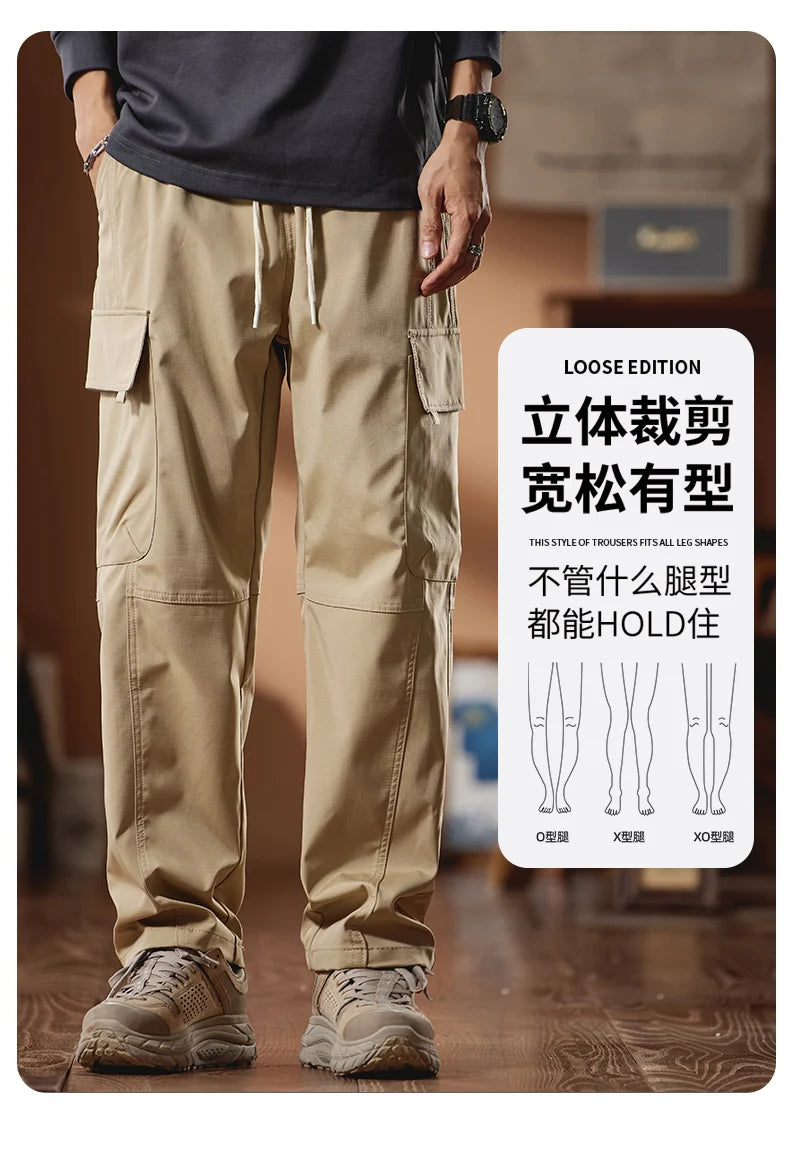 New in Tall Men Cargo Pants Elastic Waist Extra Long Length 115cm Male Waterproof Trousers Lengthened Slim Thin Leg 190cm 200 Cm.