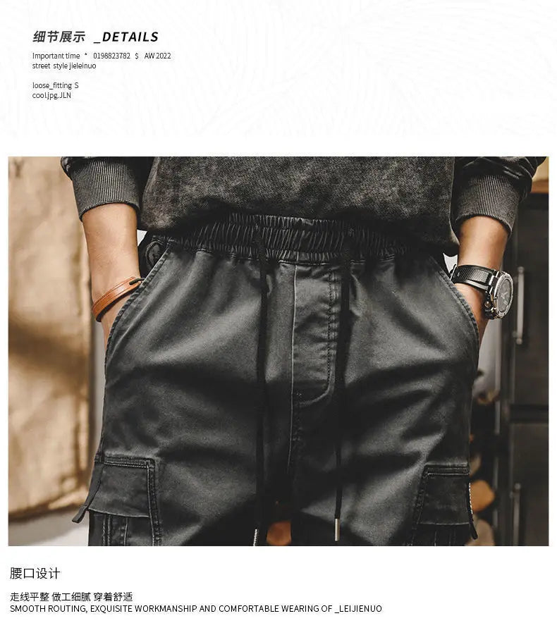 ARENS Techwear Cargo Pants Men Black Cargo Trousers Male Vintage Japanese Streetwear Hip Hop Pockets Casual Safari Style Loose