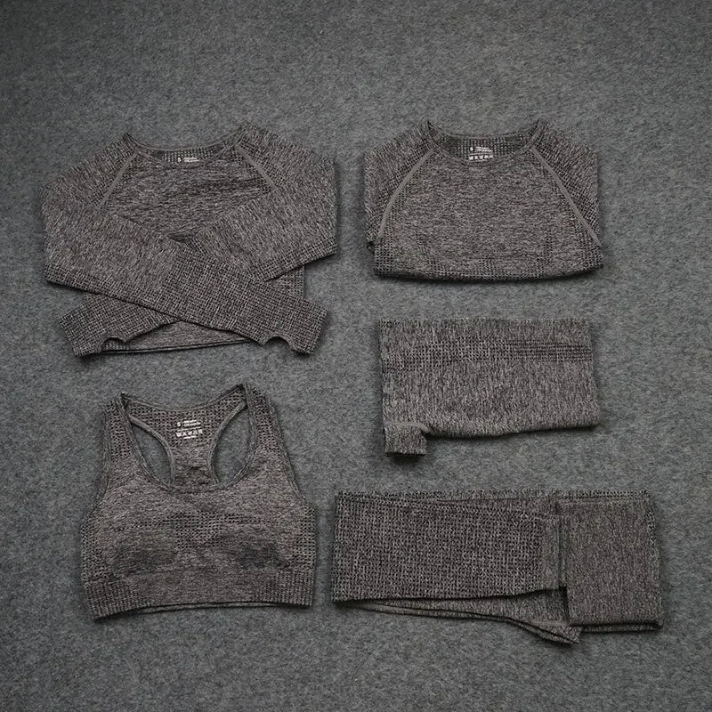 Sexy Seamless Knitted Yoga Sportswear Set Women's Quick Dry Tight Fitness Clothes Set Comfortable High-End Sensation