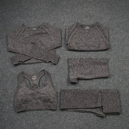 Sexy Seamless Knitted Yoga Sportswear Set Women's Quick Dry Tight Fitness Clothes Set Comfortable High-End Sensation