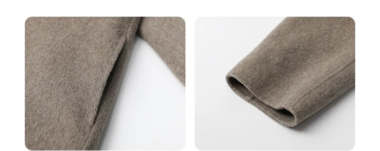 CHIC VEN Frauen Woolen Mantel Zweireiher Grundlegende Lose Beiläufige Retro Neue Lange doppelseitige Weibliche Mantel Herbst Winter 2024.