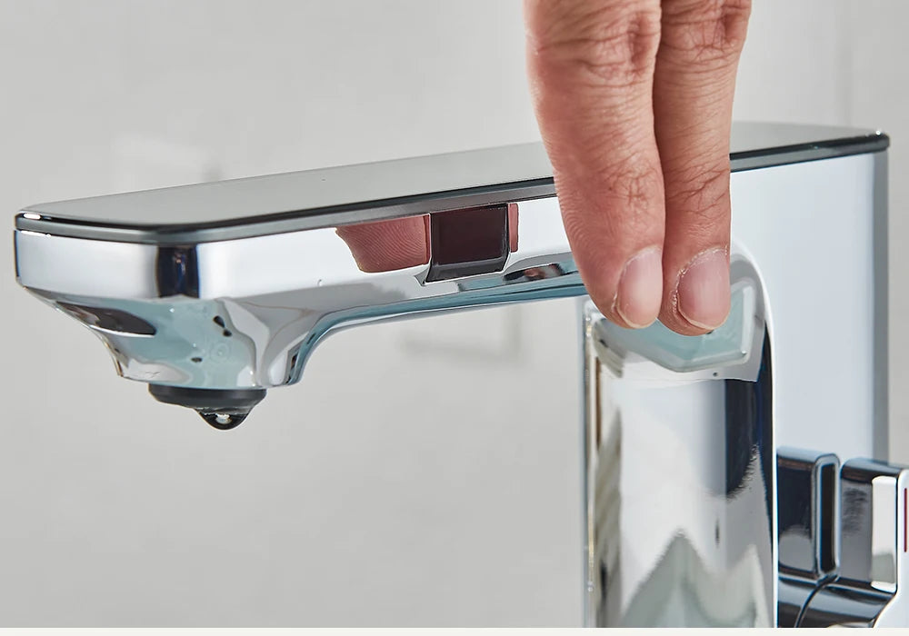 rozin Touchless Sensor Basin Faucet Smart Digital Display Bathroom Sink Faucets Grey Brass Sense Hot Cold Water Mixer Tap Crane