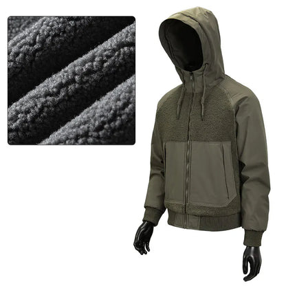 Outdoor Hiking Jacket Winter Fleece Windproof Camping Fishing Hooded Jacket Male Thick Warm Trekking Climbing Skiing Casual Coat.