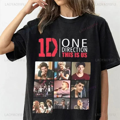 One Directions Women Print T-Shirts Rapper Short Sleeve T Shirt Hip Hop Vintage Singer Tops Summer Cotton Unisex Tees Clothing.
