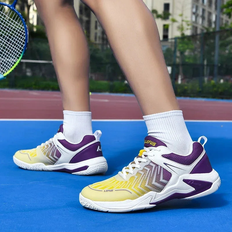 High-quality Badminton Trainers for Men and Women Blue Athletic Shoes with Anti-Slip Sole for Indoor and Outdoor Sports.